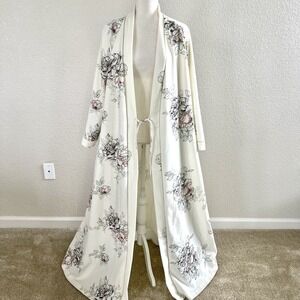 Vintage 80s Miss Elaine Large Fleece Robe Tie Front Side Pockets Country Cottage